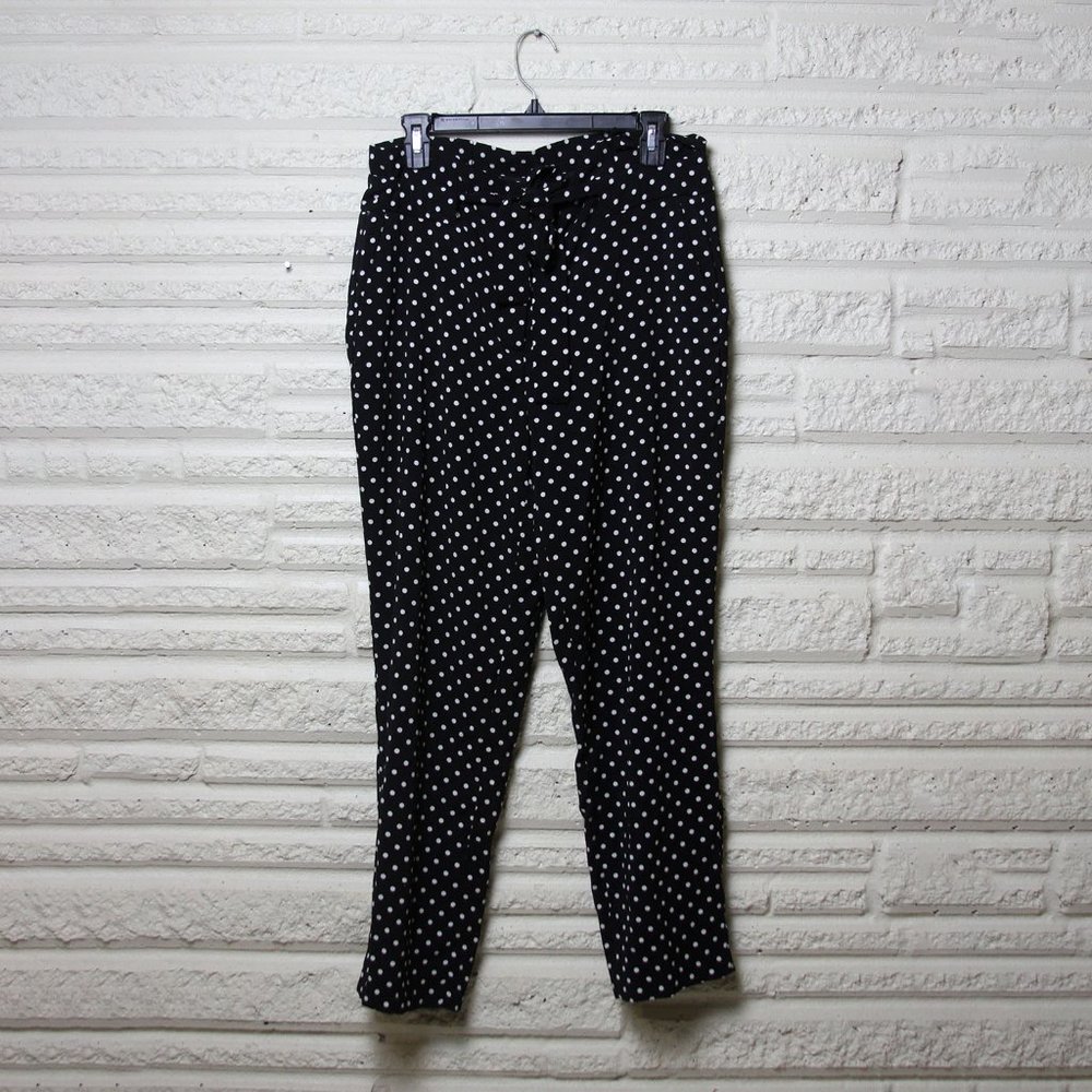 Black White Polka Dot Trouser pants, size 10